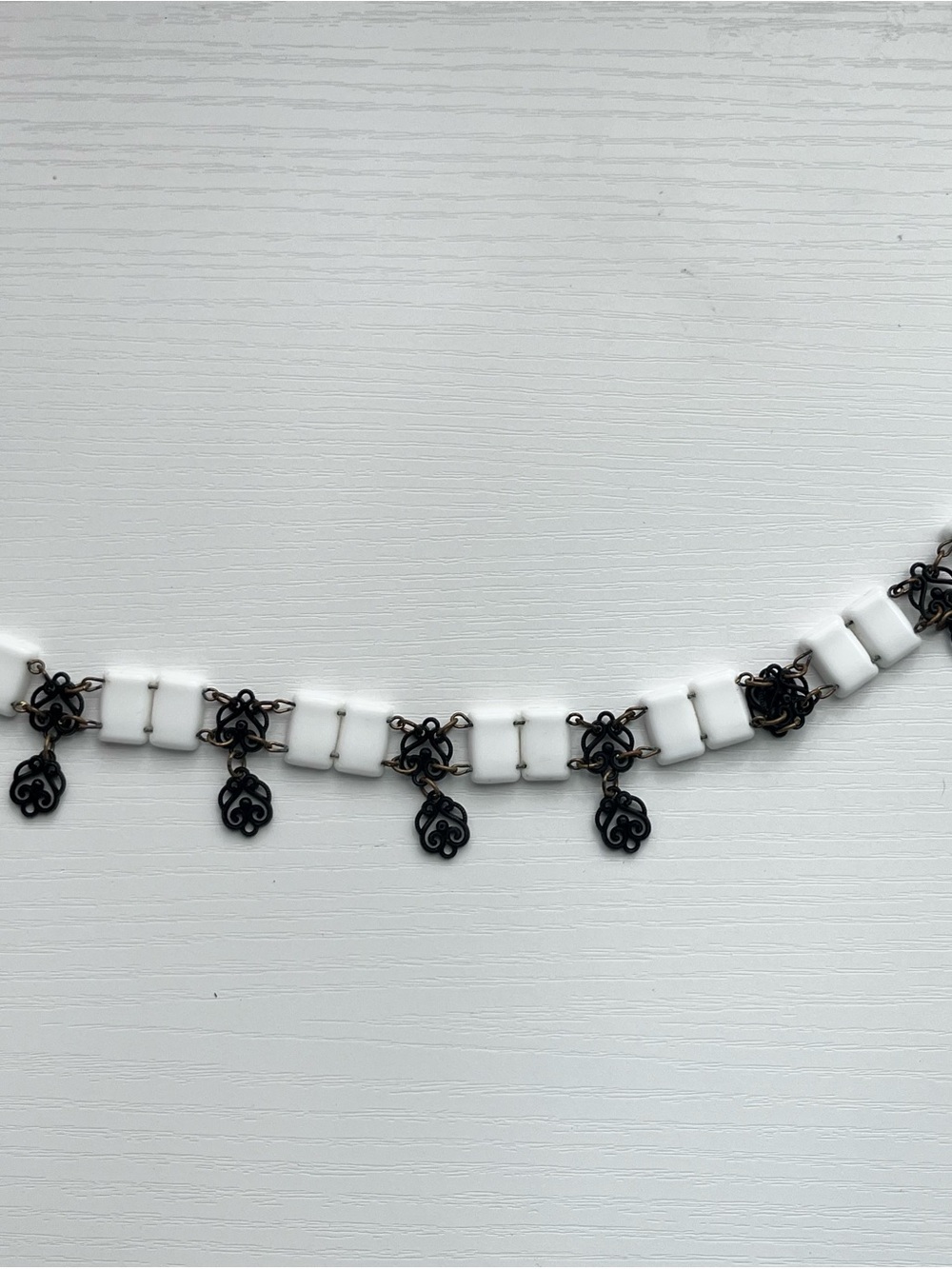 Vintage White and Black Choker Necklace